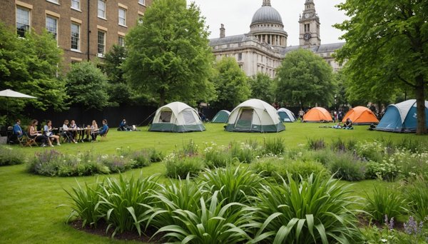 How can urban campers find green spaces for an escape in cities like London?